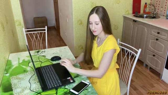 He was fixing his friend's computer, and it all ended with sex right in the kitchen!