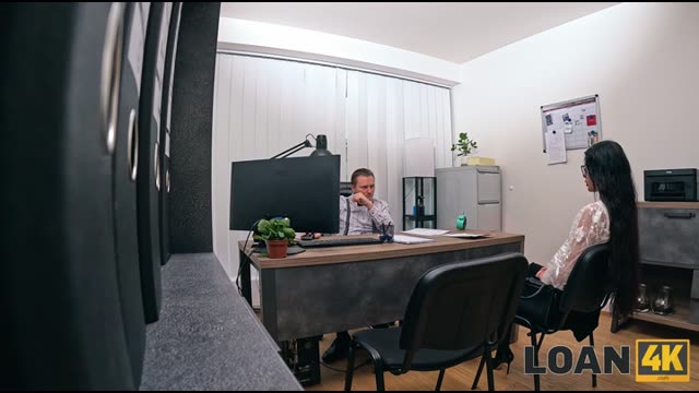 Student Asandra Dewy gives a deep blowjob and has rough sex in the office to get a loan